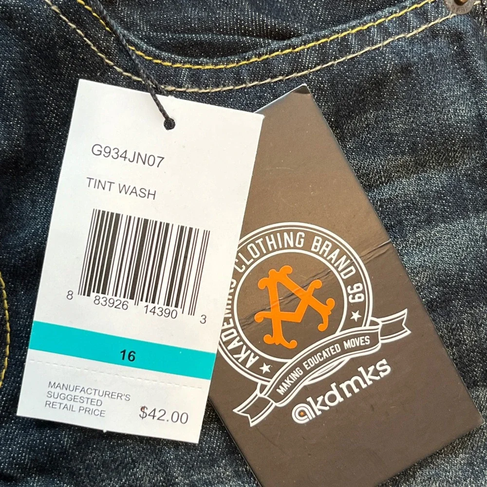 Akademiks Youth‎ Boys Jeans Size 16 Dark Wash Denim Pants Streetwear NWT